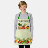 Kleurrijke groenten Ik hou van plantaardige aangep Schort (Gedragen)