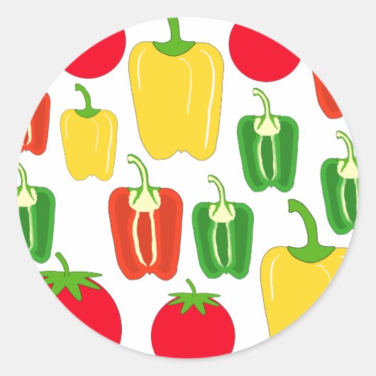 Kleurrijke groenten. ronde sticker (Voorkant)