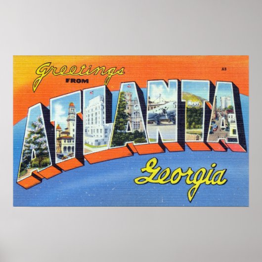  kleurrijke groeten uit Atlanta Georgia Poster (Voorkant)