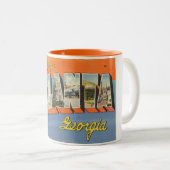  kleurrijke groeten uit Atlanta Georgia Tweekleurige Koffiemok (Voorkant rechts)