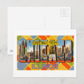  kleurrijke groeten uit Chicago Illinois Briefkaart (Voorkant / Achterkant)