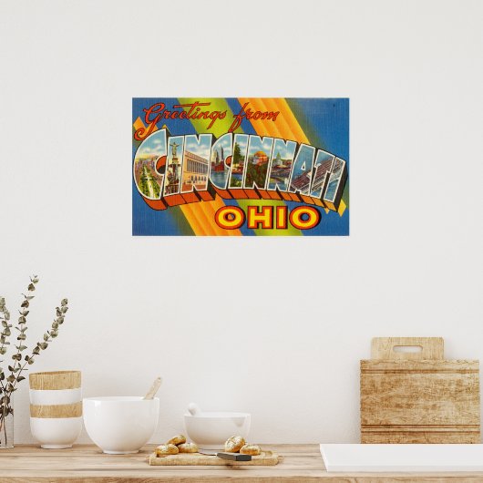  kleurrijke groeten uit Cincinnati Ohio Poster (Keuken)