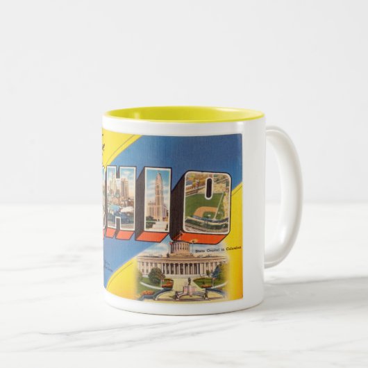  kleurrijke groeten uit Ohio Tweekleurige Koffiemok (Voorkant rechts)