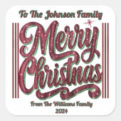 Kleurrijke groeten voor het feestelijke seizoen vierkante sticker (Voorkant)