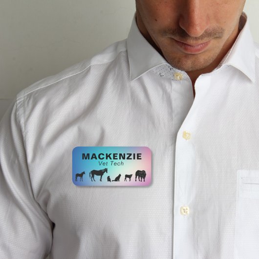 Kleurrijke groots- en kleine dierendierenarts naamplaatje