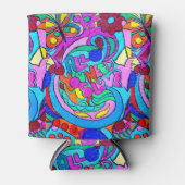 kleurrijke groovitsrust en liefde blikjeskoeler (Voorkant)