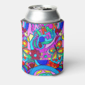 kleurrijke groovitsrust en liefde blikjeskoeler (Blikje Achterkant)