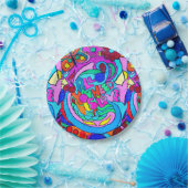 kleurrijke groovitsrust en liefde papieren bordje (Feest)