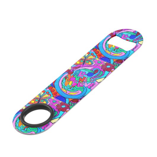 kleurrijke groovitsrust en liefde speed flessenopener (Voorkant Gekanteld)