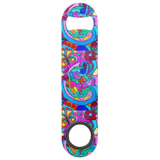 kleurrijke groovitsrust en liefde speed flessenopener (Achterkant)
