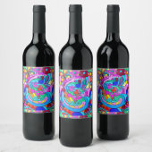 kleurrijke groovitsrust en liefde wijn etiket (Flessen)