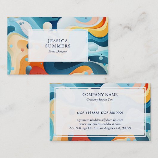 Kleurrijke groovy achtergrond visitekaartje (Voorkant / Achterkant)