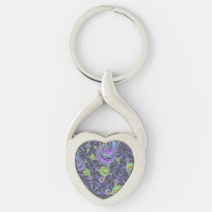 Kleurrijke Groovy Boho Hippie Funky Abstract Fract Sleutelhanger