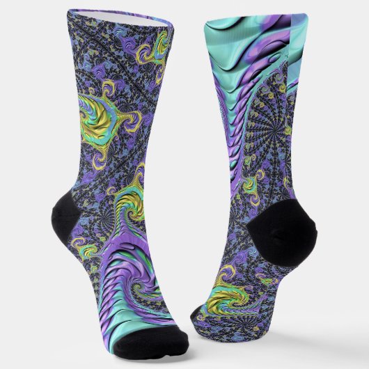 Kleurrijke Groovy Boho Hippie Funky Abstract Fract Sokken (Gebogen)