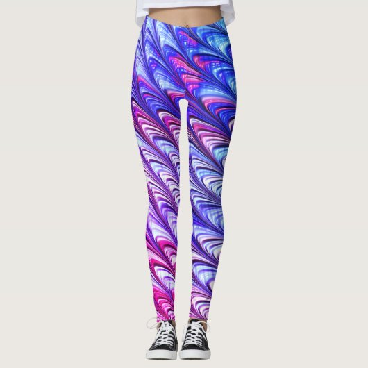 Kleurrijke Groovy Funky Trippy Waves Abstracte kun Leggings (Voorkant)