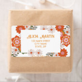 Kleurrijke Groovy Hippie Flora & Leaf Adres Etiket (Insitu)