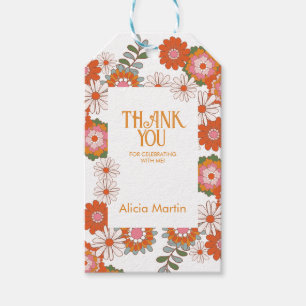 Kleurrijke Groovy Hippie Flora & Leaf Dank u Cadeaulabel