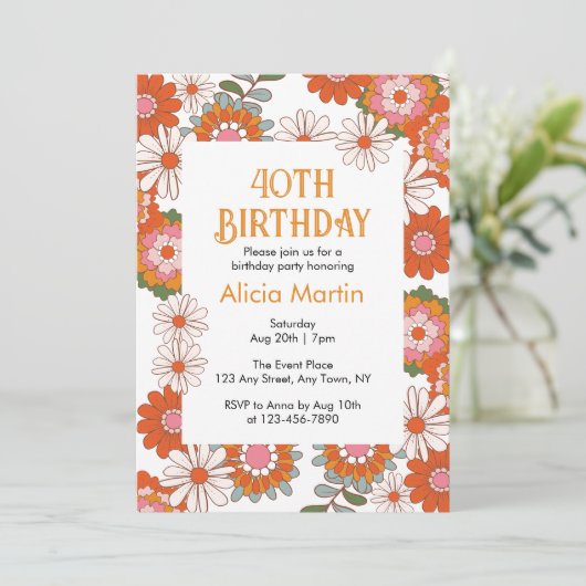 Kleurrijke Groovy Hippie Flora & Leaf Verjaardag Kaart (Staand voorkant)