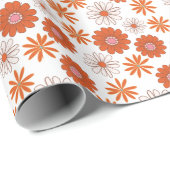Kleurrijke Groovy Hippie Flower Rood Sinaasappel W Cadeaupapier (Rol Hoek)