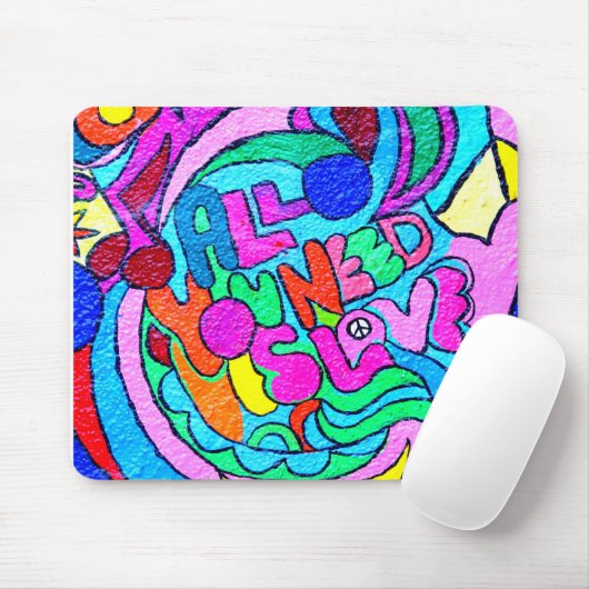 kleurrijke groovy liefde en vredesmousepad muismat (Met muis)