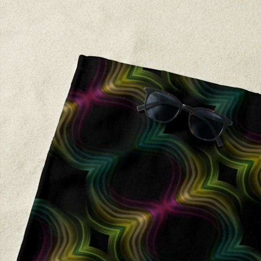 Kleurrijke Groovy Psychedelic Pattern Abstracte Ku Strandlaken (In situ)