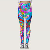 kleurrijke groovy psychedelische liefde leggings (Voorkant)