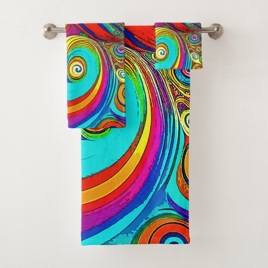 Kleurrijke Groovy Rainbow Swirls Bad Handdoek (Insitu)