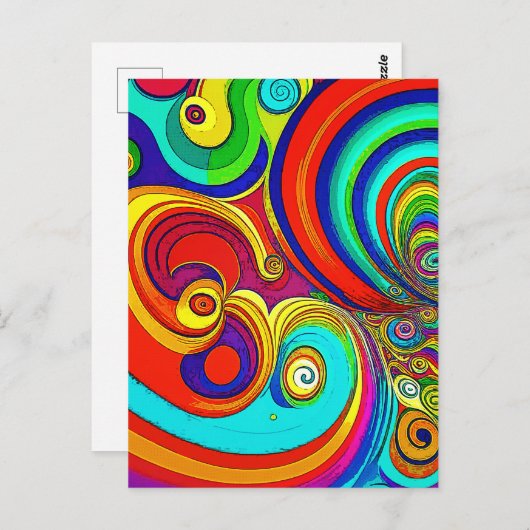 Kleurrijke Groovy Rainbow Swirls Briefkaart (Voorkant / Achterkant)