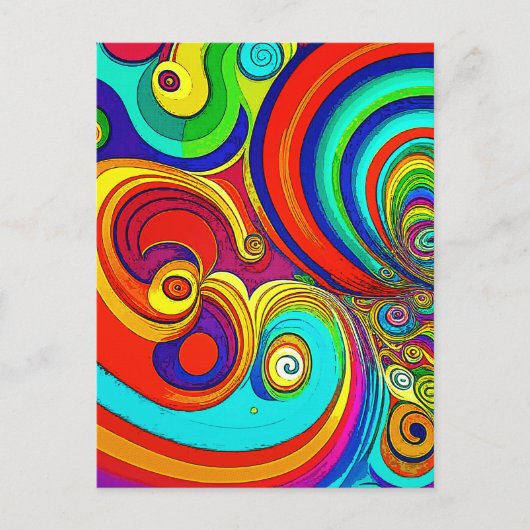 Kleurrijke Groovy Rainbow Swirls Briefkaart (Voorkant)