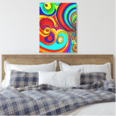 Kleurrijke Groovy Rainbow Swirls Canvas Afdruk (Insitu (Slaapkamer))