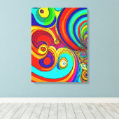 Kleurrijke Groovy Rainbow Swirls Canvas Afdruk (Insitu (Houten vloer))