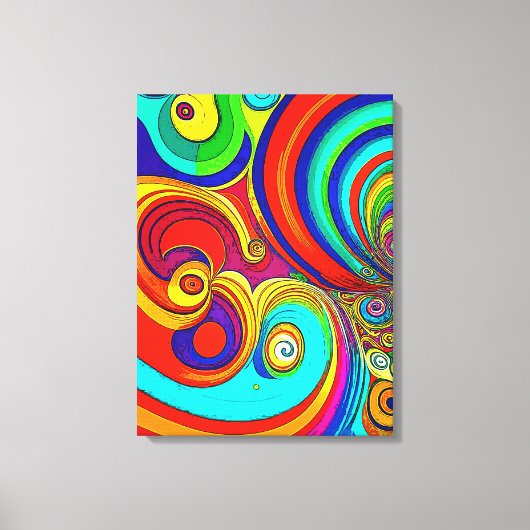Kleurrijke Groovy Rainbow Swirls Canvas Afdruk (Voorkant)