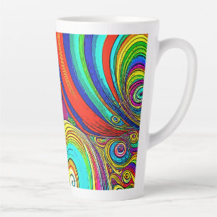 Kleurrijke Groovy Rainbow Swirls Latte Mok