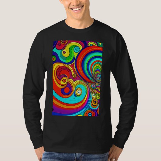 Kleurrijke Groovy Rainbow Swirls T-shirt (Voorkant)