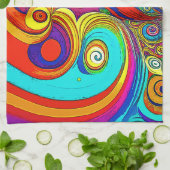 Kleurrijke Groovy Rainbow Swirls Theedoek (Gevouwen)