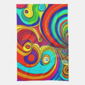 Kleurrijke Groovy Rainbow Swirls Theedoek (Verticaal)
