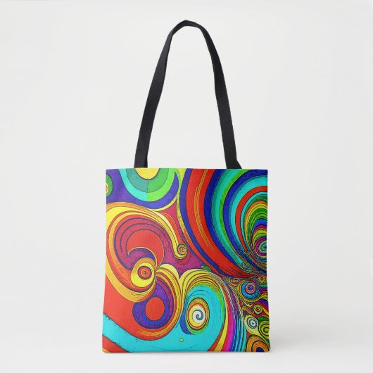Kleurrijke Groovy Rainbow Swirls Tote Bag (Voorkant)