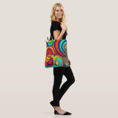 Kleurrijke Groovy Rainbow Swirls Tote Bag (Op model)