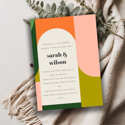 Kleurrijke Groovy Retro Arch Abstracte Couples Sho Kaart