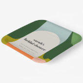 Kleurrijke Groovy Retro Boog Abstract Bruiloftsdou Papieren Bordje (Gebogen)