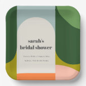 Kleurrijke Groovy Retro Boog Abstract Bruiloftsdou Papieren Bordje (Voorkant)