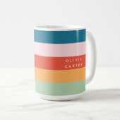 Kleurrijke Groovy Retro Horizontale Stripe Naam Koffiemok (Voorkant rechts)