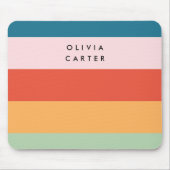 Kleurrijke Groovy Retro Horizontale Stripe Naam Muismat (Voorkant)