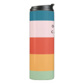 Kleurrijke Groovy Retro Horizontale Stripe Naam Thermosbeker (Gedraaid links)
