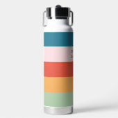 Kleurrijke Groovy Retro Horizontale Stripe Naam Waterfles (Voorkant)