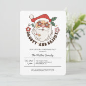 Kleurrijke Groovy Retro Kerstfeest Uitnodiging (Staand voorkant)