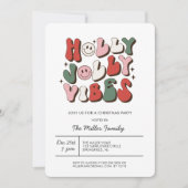 Kleurrijke Groovy Retro Kerstfeest Uitnodiging (Voorkant)
