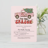 Kleurrijke Groovy Retro Kerstfeest Uitnodiging (Staand voorkant)