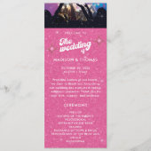 Kleurrijke Groovy Roze Glitter Disco Bal Huwelijk Programmakaart (Voorkant)