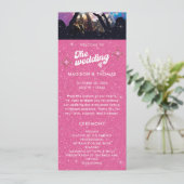 Kleurrijke Groovy Roze Glitter Disco Bal Huwelijk Programmakaart (Staand voorkant)
